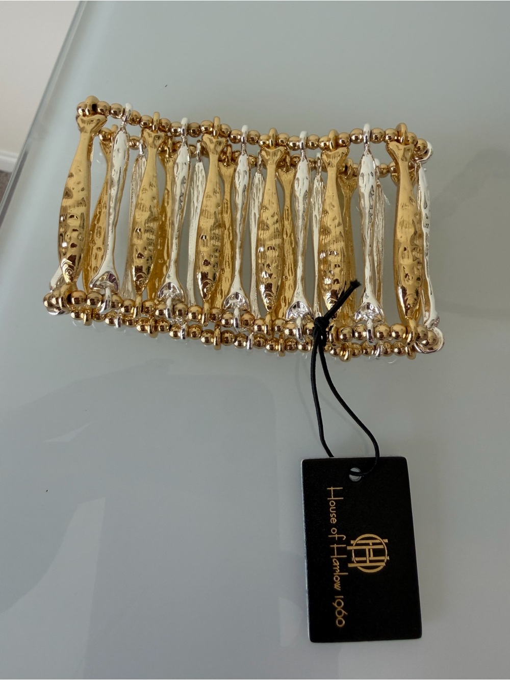 House of Harlow 1960 Gold Silver sardine fish stretch Bracelet